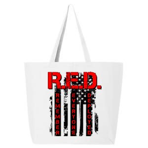 RED Remember Everyone Deployed Distressed Flag 25L Jumbo Tote