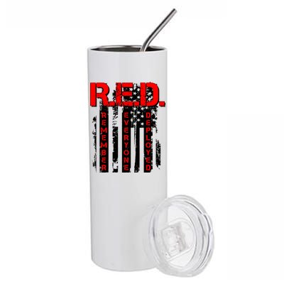 RED Remember Everyone Deployed Distressed Flag Stainless Steel Tumbler