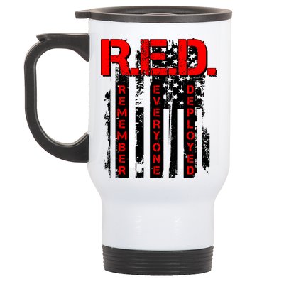 RED Remember Everyone Deployed Distressed Flag Stainless Steel Travel Mug