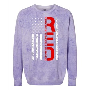 RED Remember Everyone Deployed Distressed US Flag Colorblast Crewneck Sweatshirt