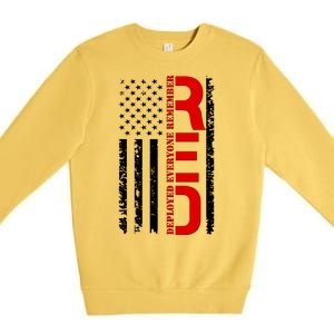 RED Remember Everyone Deployed Distressed US Flag Premium Crewneck Sweatshirt