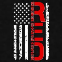 RED Remember Everyone Deployed Distressed US Flag Ladies PosiCharge Tri-Blend Wicking Tank