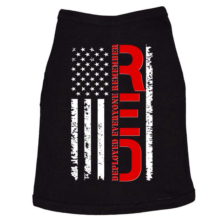 RED Remember Everyone Deployed Distressed US Flag Doggie Tank