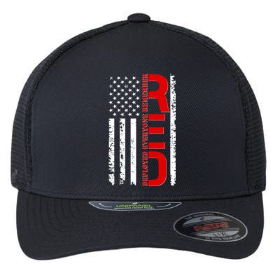 RED Remember Everyone Deployed Distressed US Flag Flexfit Unipanel Trucker Cap