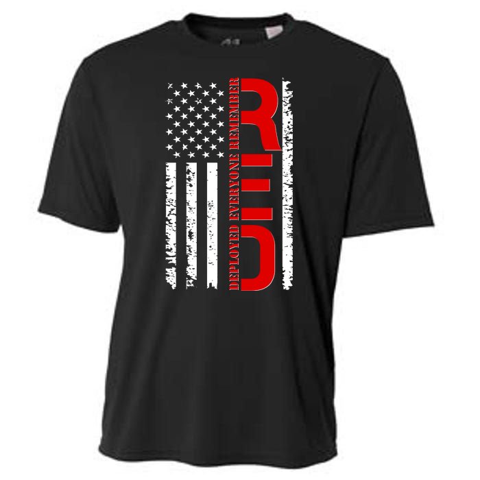 RED Remember Everyone Deployed Distressed US Flag Cooling Performance Crew T-Shirt