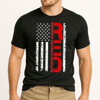 RED Remember Everyone Deployed Distressed US Flag Performance Shirt
