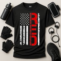 RED Remember Everyone Deployed Distressed US Flag Performance Shirt