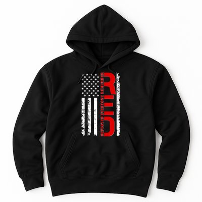 RED Remember Everyone Deployed Distressed US Flag Hoodie