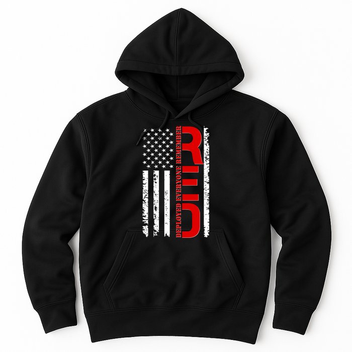 RED Remember Everyone Deployed Distressed US Flag Hoodie