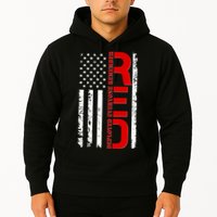 RED Remember Everyone Deployed Distressed US Flag Hoodie