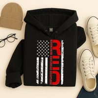 RED Remember Everyone Deployed Distressed US Flag Hoodie