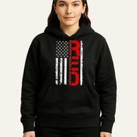 RED Remember Everyone Deployed Distressed US Flag Hoodie