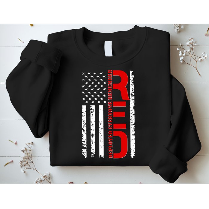 RED Remember Everyone Deployed Distressed US Flag Sweatshirt