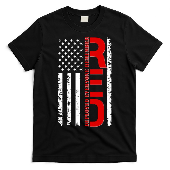 RED Remember Everyone Deployed Distressed US Flag T-Shirt