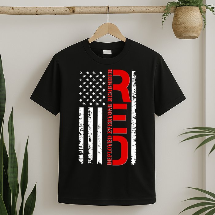 RED Remember Everyone Deployed Distressed US Flag T-Shirt