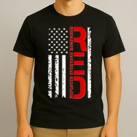 RED Remember Everyone Deployed Distressed US Flag T-Shirt