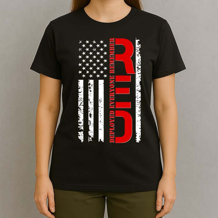 RED Remember Everyone Deployed Distressed US Flag T-Shirt