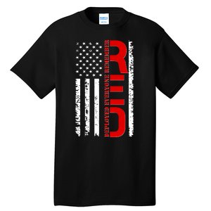 RED Remember Everyone Deployed Distressed US Flag Tall T-Shirt