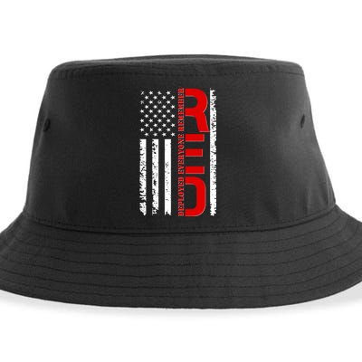 RED Remember Everyone Deployed Distressed US Flag Sustainable Bucket Hat