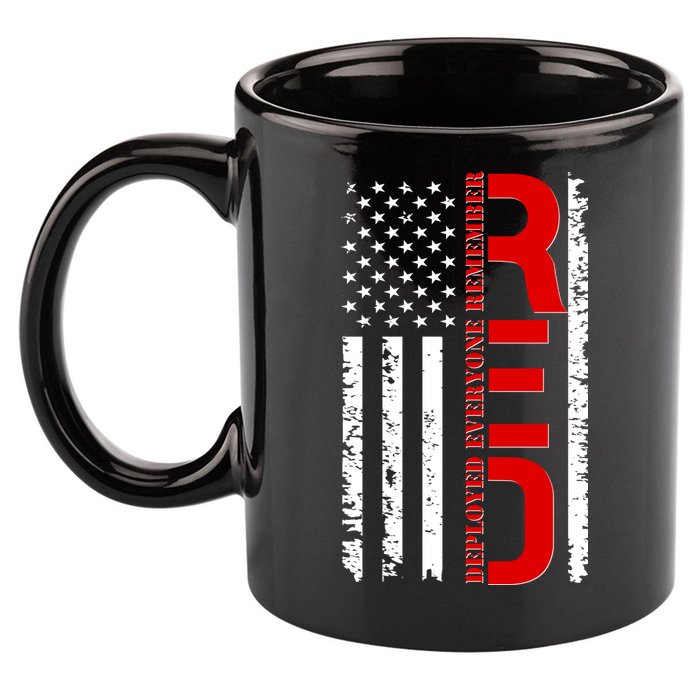 RED Remember Everyone Deployed Distressed US Flag 11oz C Handle Ceramic Mug