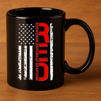 RED Remember Everyone Deployed Distressed US Flag 11oz C Handle Ceramic Mug