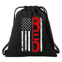 RED Remember Everyone Deployed Distressed US Flag Drawstring Bag