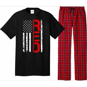 RED Remember Everyone Deployed Distressed US Flag Pajama Set