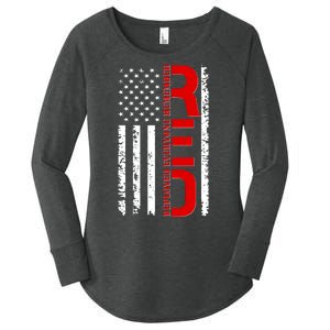 RED Remember Everyone Deployed Distressed US Flag Women's Perfect Tri Tunic Long Sleeve Shirt