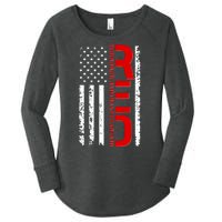 RED Remember Everyone Deployed Distressed US Flag Women's Perfect Tri Tunic Long Sleeve Shirt