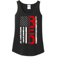 RED Remember Everyone Deployed Distressed US Flag Ladies Essential Tank