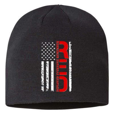 RED Remember Everyone Deployed Distressed US Flag Sustainable Beanie