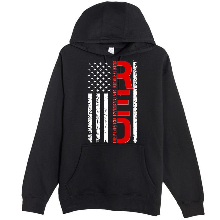 RED Remember Everyone Deployed Distressed US Flag Premium Pullover Hoodie