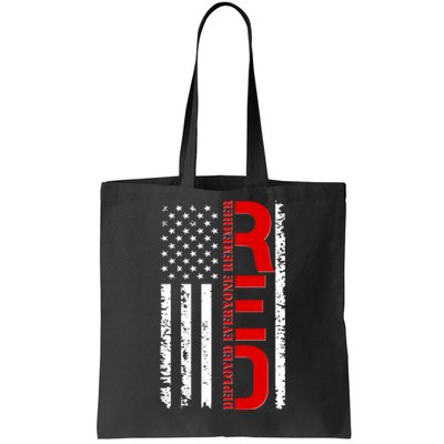 RED Remember Everyone Deployed Distressed US Flag Tote Bag