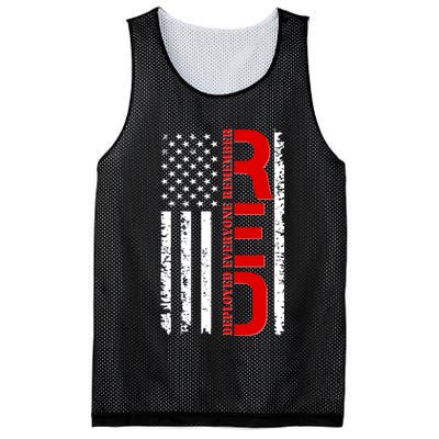 RED Remember Everyone Deployed Distressed US Flag Mesh Reversible Basketball Jersey Tank