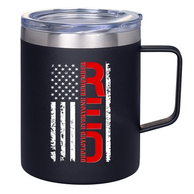 RED Remember Everyone Deployed Distressed US Flag 12oz Stainless Steel Coffee Mug