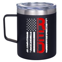 RED Remember Everyone Deployed Distressed US Flag 12oz Stainless Steel Coffee Mug