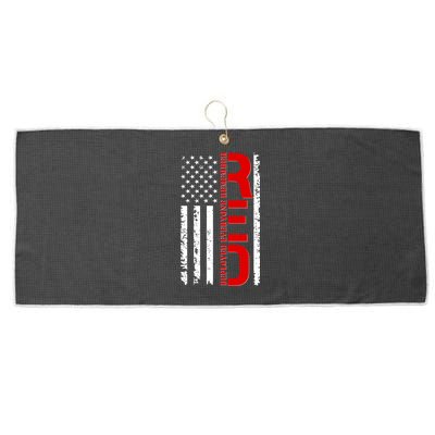 RED Remember Everyone Deployed Distressed US Flag Large Microfiber Waffle Golf Towel