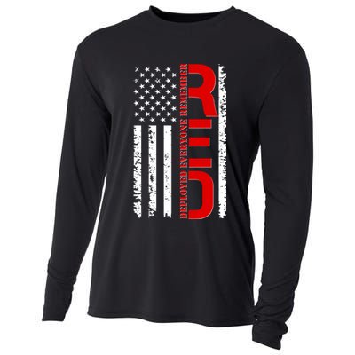 RED Remember Everyone Deployed Distressed US Flag Cooling Performance Long Sleeve Crew