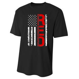 RED Remember Everyone Deployed Distressed US Flag Performance Sprint T-Shirt