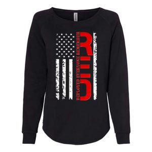 RED Remember Everyone Deployed Distressed US Flag Womens California Wash Sweatshirt