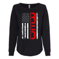 RED Remember Everyone Deployed Distressed US Flag Womens California Wash Sweatshirt