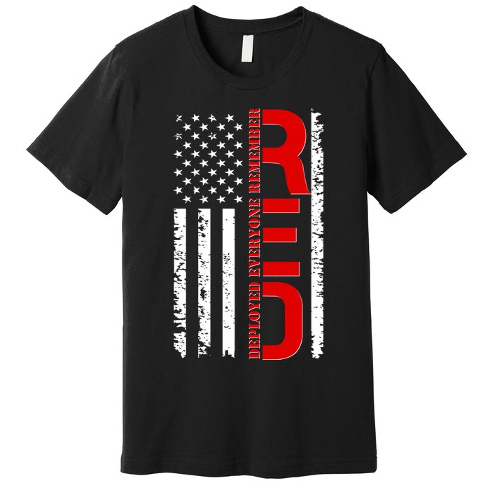 RED Remember Everyone Deployed Distressed US Flag Premium T-Shirt