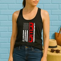 RED Remember Everyone Deployed Distressed US Flag Womens Tank Top