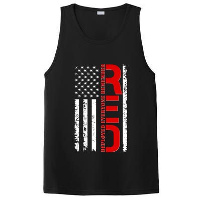 RED Remember Everyone Deployed Distressed US Flag PosiCharge Competitor Tank