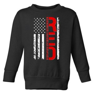 RED Remember Everyone Deployed Distressed US Flag Toddler Sweatshirt