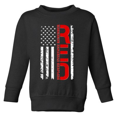 RED Remember Everyone Deployed Distressed US Flag Toddler Sweatshirt