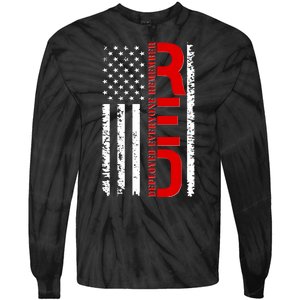 RED Remember Everyone Deployed Distressed US Flag Tie-Dye Long Sleeve Shirt