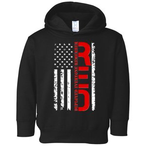 RED Remember Everyone Deployed Distressed US Flag Toddler Hoodie