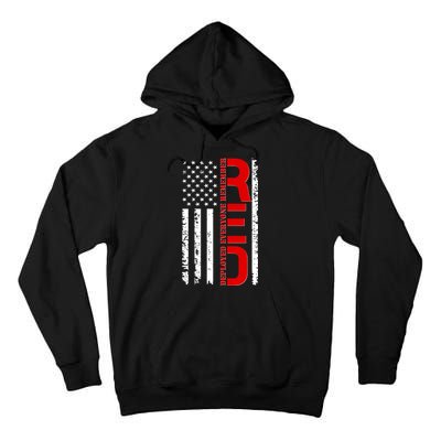 RED Remember Everyone Deployed Distressed US Flag Tall Hoodie