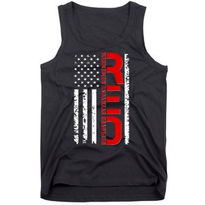 RED Remember Everyone Deployed Distressed US Flag Tank Top